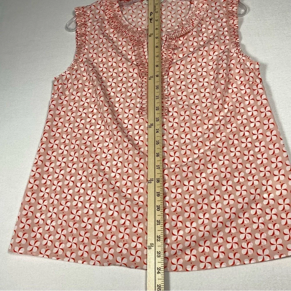 Boden US 6 Peggy Pinwheel Ruffle Pleated Blouse 0072 Sleeveless Printed Top pink - Picture 6 of 9